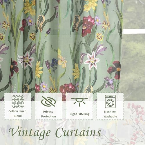 Image of Schweek 96 Inches Long Boho Curtains 2 Panels for Living Room Sage Green