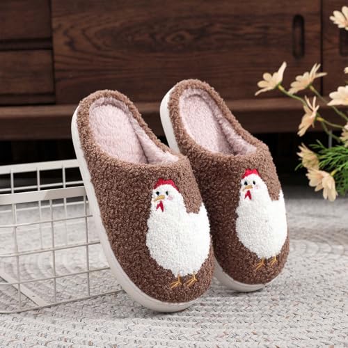 Image of Highland Cow Slippers for Women Plush Scottish Highland Cow Animal Slippers Warm Non Slip Home Indoor Slippers