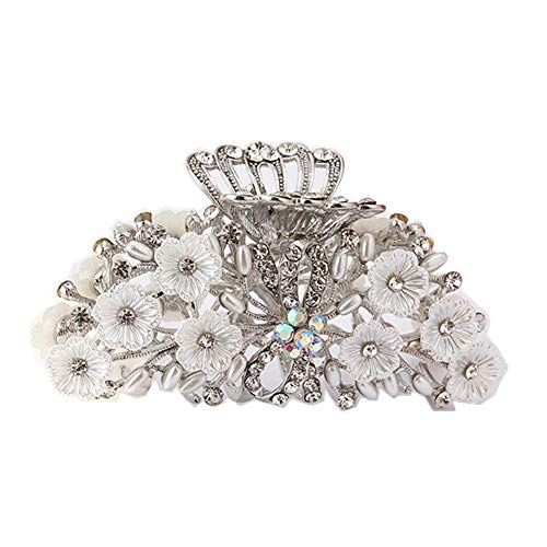 ShungFun Women Vintage Jaw Clips Retro Flower Wedding Hair Clips Octopus Decorative Hair Claw Clips Hair Clasps with Rhinestones for Lady Girls Thick Fine Hair Accessories (Butterfly-silver)