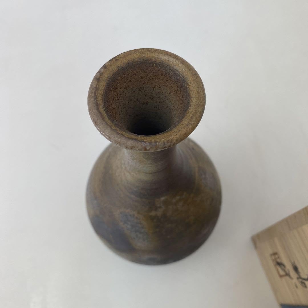 備前焼　伝統的な日本の陶器花瓶　良い窯変です 備前花入 藤原 啓(作) 窯変出来 共箱 | 古美術ささき