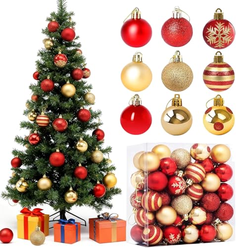 Sadodo 50 Stück 4 cm Kleine Weihnachtskugeln Dekoration Anhänger...