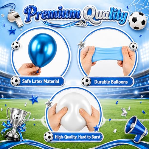 Image of Blue Silver Balloons, 50Pcs 12 Inch Metallic Printed Confetti Latex