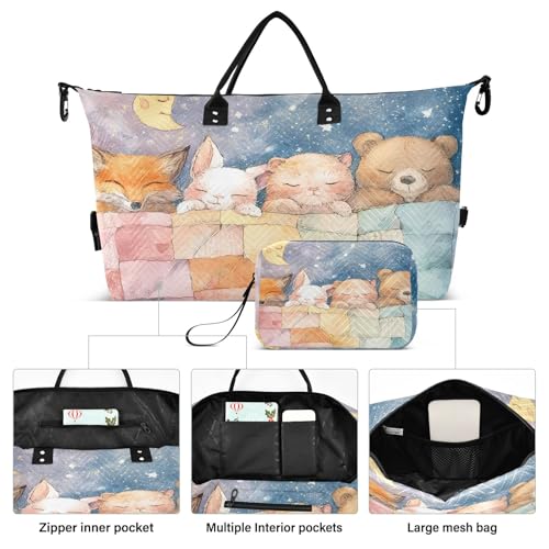 Weekender Bags Travel Duffel Gym Bag The Sleeping Baby Animal Carry on Overnight Tote Bag with Toiletry Bag for Airplane Travel Trip Gym Yoga2