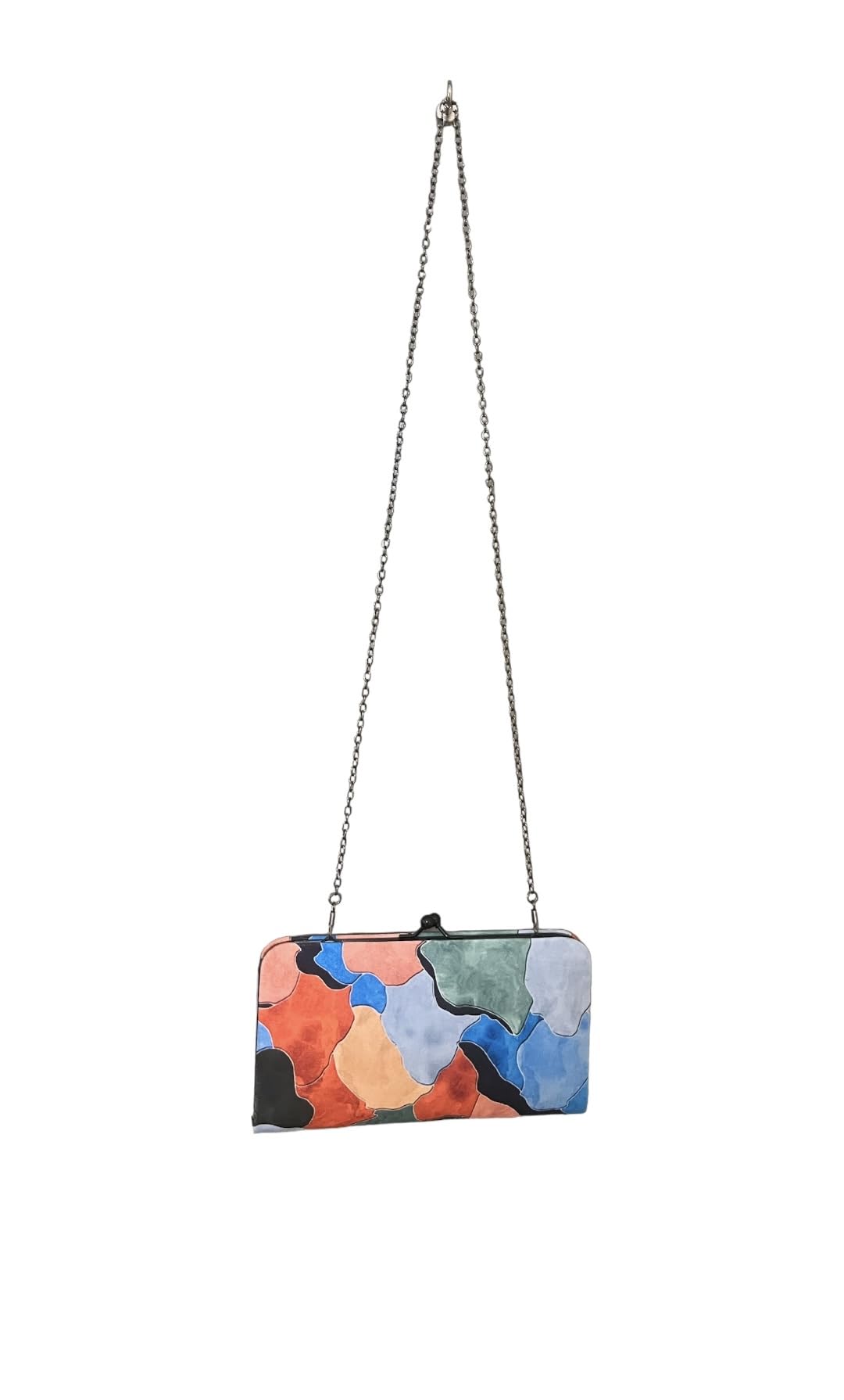 W2S Women's Slingbag/Clutch (25x15 Cm), Detachable Chain Sling Strap, Ladies Purse Wallet (Orange Blue) 4
