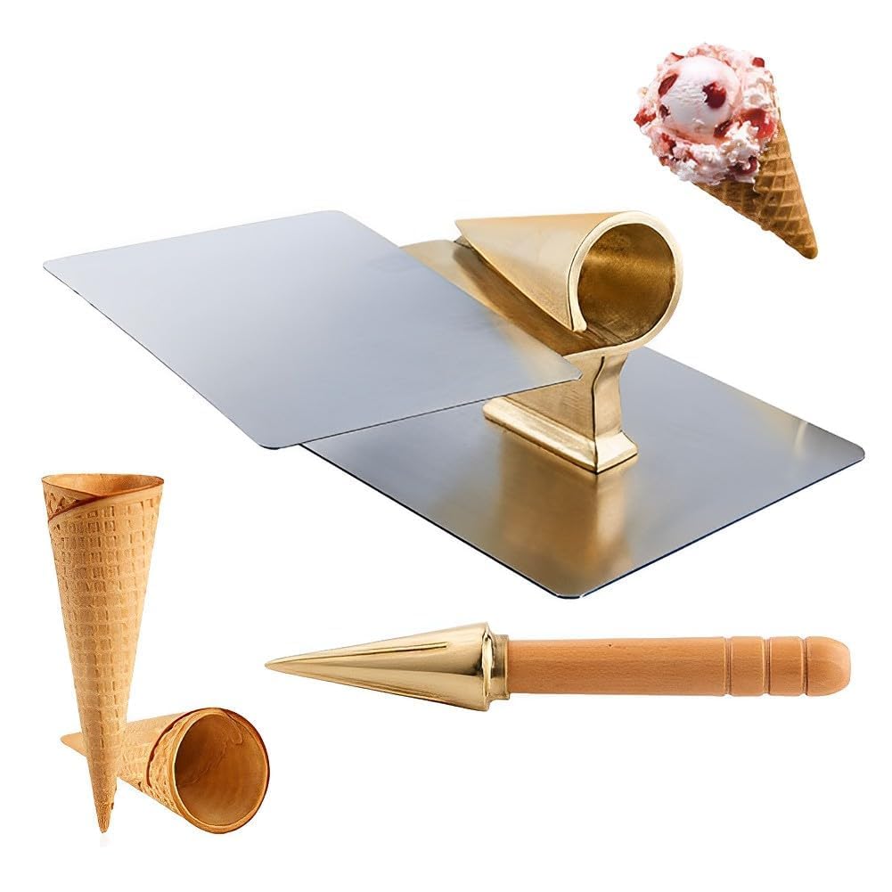 Eiscreme-Rollmaschine mit rutschfestem Holzgriff für hausgemachte Waffelkegel und Desserts