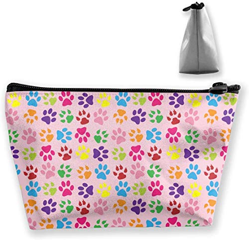 Preisvergleich Produktbild Reise-Kulturtasche mit bunten Pfotenabdrücken, tragbar