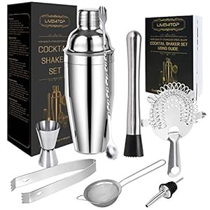 LIVEHITOP Cocktailset, Roestvrijstalen Cocktailshaker-set 750 ML Cocktailset Professionele Bar-barman-set voor Bar…