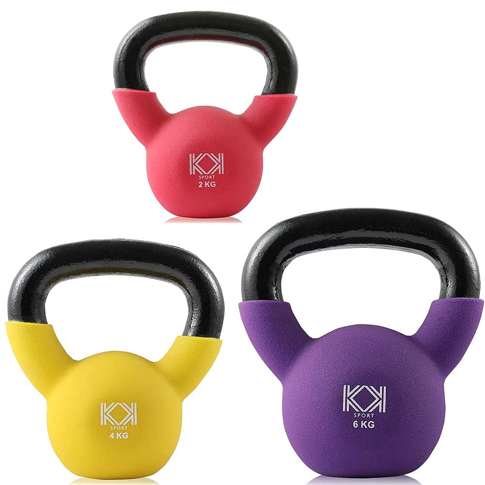 KK Kettlebells Cast Iron Neoprene Coated Weights Lifting Strength Training Home Gym Exercise (Set- 2, 4, 6kg) โ image 1