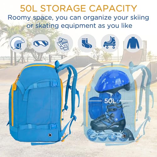 image for WOLT Ski Boot Bag Backpack - 50L Snowboard Boot Bag for Air Travel for