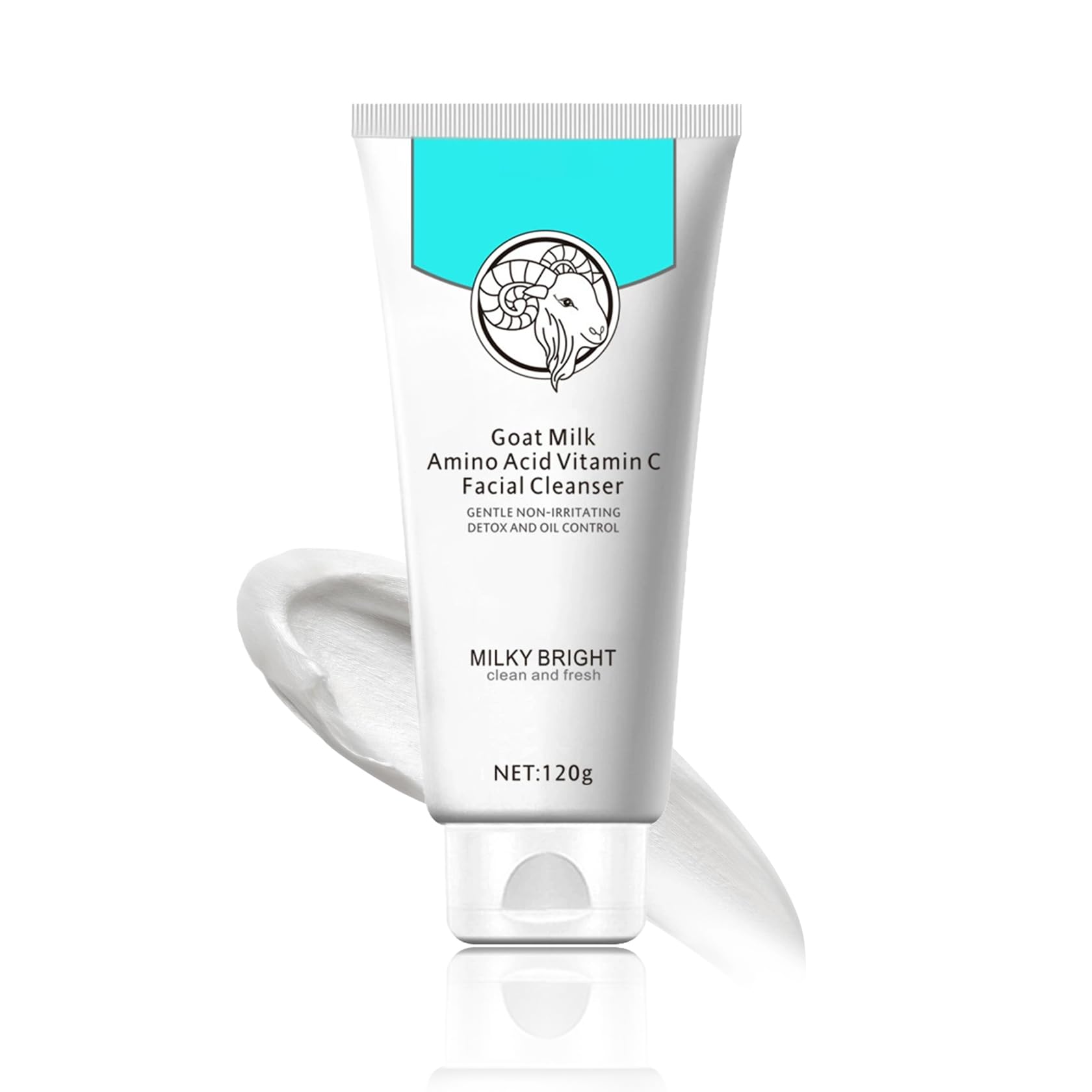 Face Wash,Gentle Goat Milk Facial Cleanser,Pore Deep Cleansing Facial Wash,Hydrating,Moisturising,Daily Cleanser Face Wash for All Skin Types,Men and Women,120g