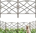 AMAGABELI GARDEN & HOME 5 Panels Decorative Garden Fence 10ft(L) x24in(H) Animal Barrier Dogs Rustproof Metal Landscape Wire Fencing Folding Wire Patio Fences Flower Bed Border Edge Brown ET306