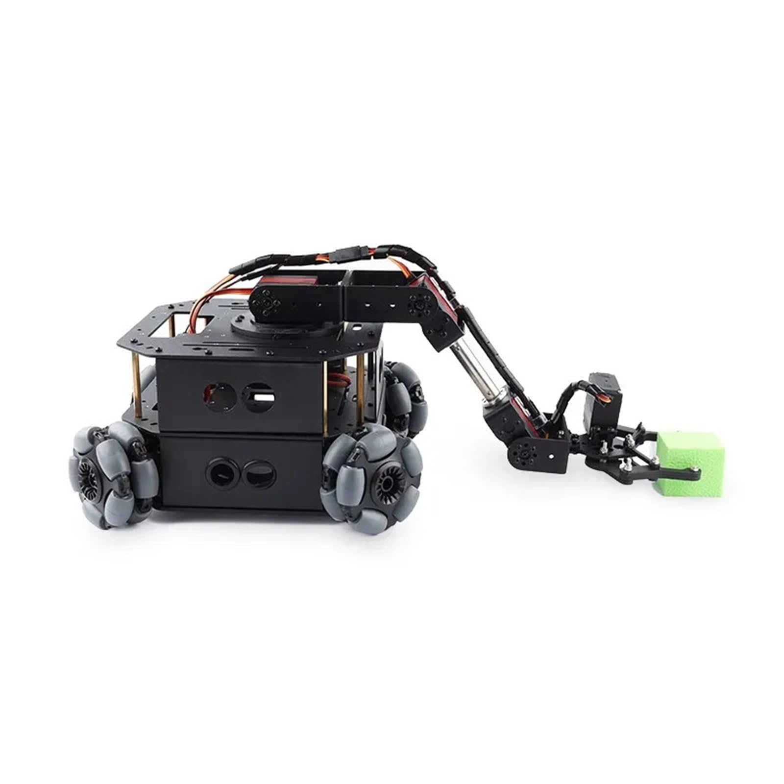 4wd Omni Rueda Robot Coche Brazo robótico chasis inalámbrico RC programación Coche for Arduino evitación de obstáculos(Car with Arm)