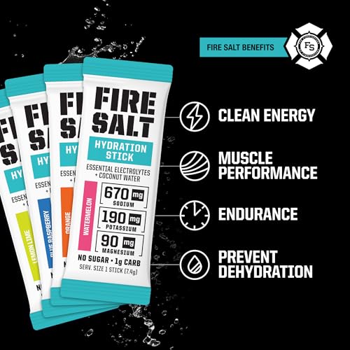 Image of Fire Salt Variety Pack Electrolyte Hydration Sticks, Zero Sugar, 32 Count | Electrolytes & Coconut Water, Hydration Drink Mix with Magnesium, Potassium & Sodium, Single Serve On the Go Packs