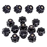 Swpeet 15Pcs M4 7 Star Knob Female Thread Nut Clamping Knob Grip Assortment Kit, Star Shape Hand Knobs Black Plastic Screw-On Handle Clamping...