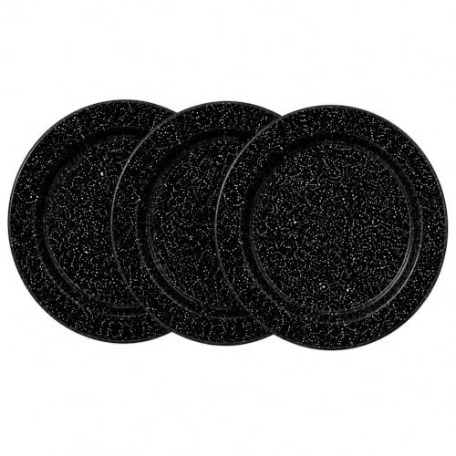 Image of Melvio By Malti Black Granite 3 Piece Quarter Plate | Melamine Dinnerware Set, Premium Dinner Set Crockery Plates Bowls Tableware for Home Dining Kitchen