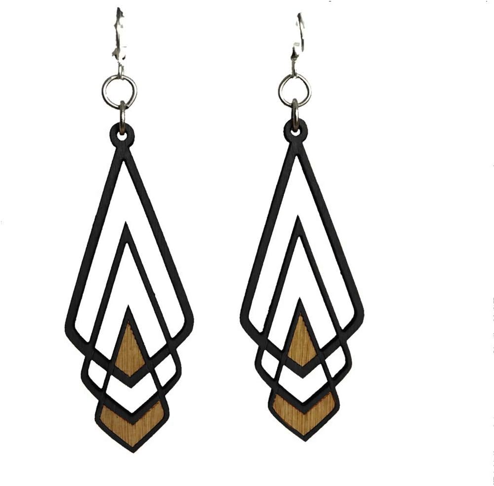 Green Tree Jewelry Chevron Deco Earrings # 1039 Black Satin
