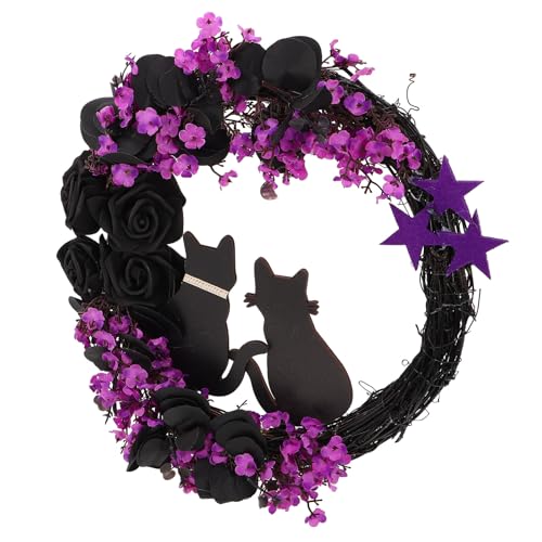 Couronne de chat pour Halloween : guirlande murale en rotin tressé - 2