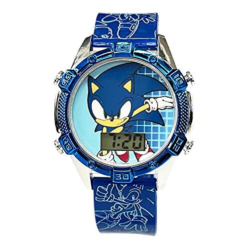 Reloj digital para niños Sega Sonic azul con luces intermitentes Accutime y accesorios 3