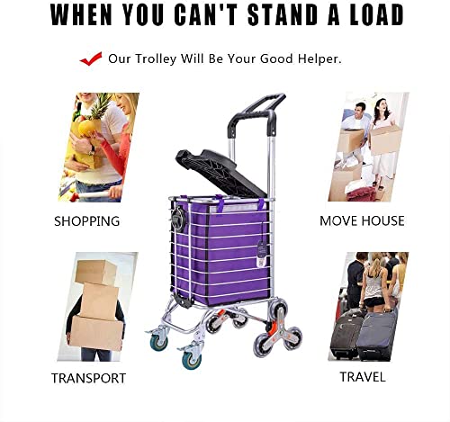 Einkaufstrolley Klappbar Einkaufswagen Faltbarer Trolley-Wagen - 35 kg Tragfähigkeit Drehgriff Einteiliger Aluminium… – Bild 3