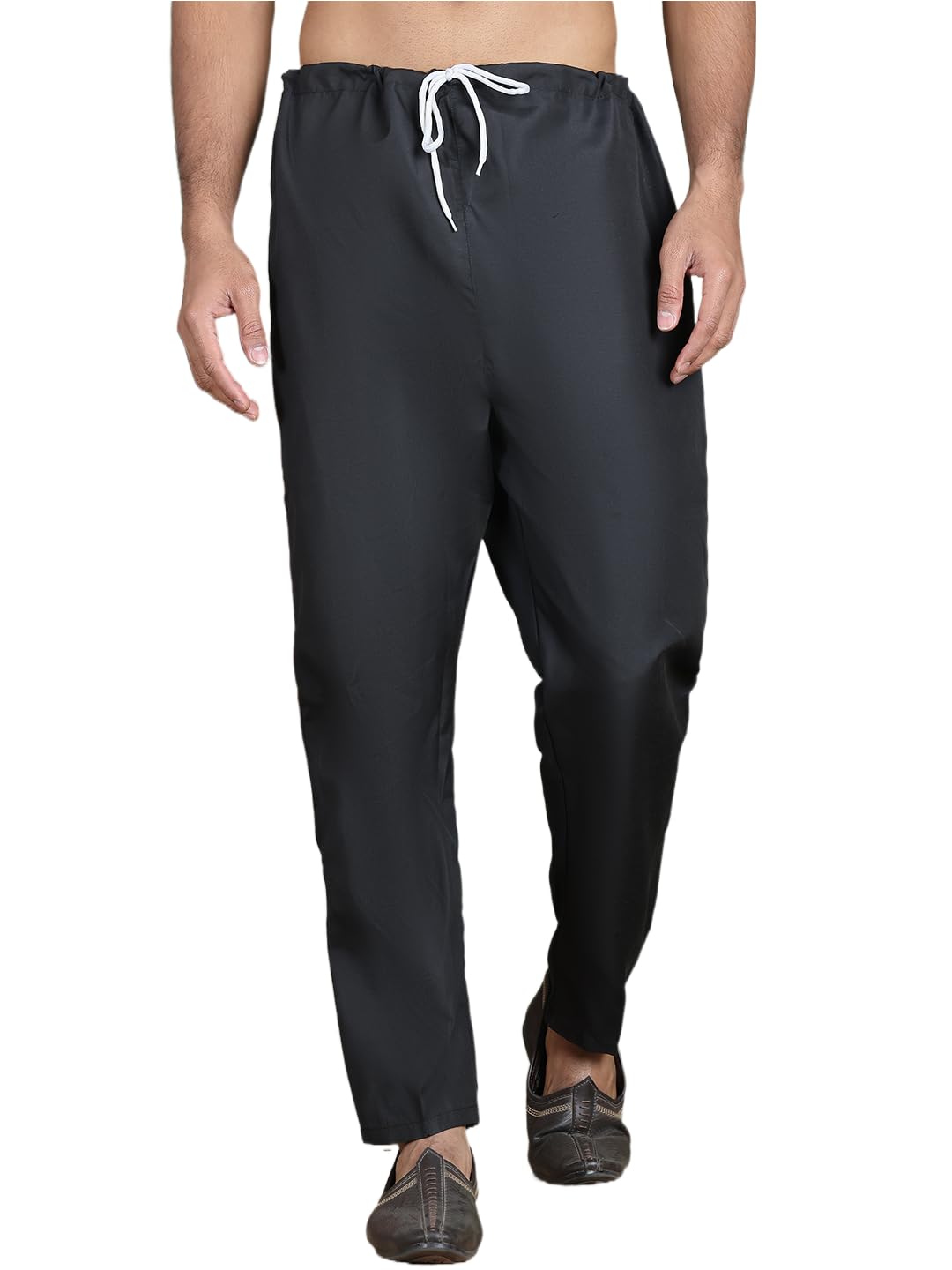 jompers Black White solid mid-rise pyjamas, has a drawstring closure (Black, S)-picture-24