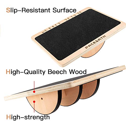 PACEARTH-Professional-Wooden-Balance-Board-for-Balance-Training-with-Inflated-Stability-Wobble-Cushion