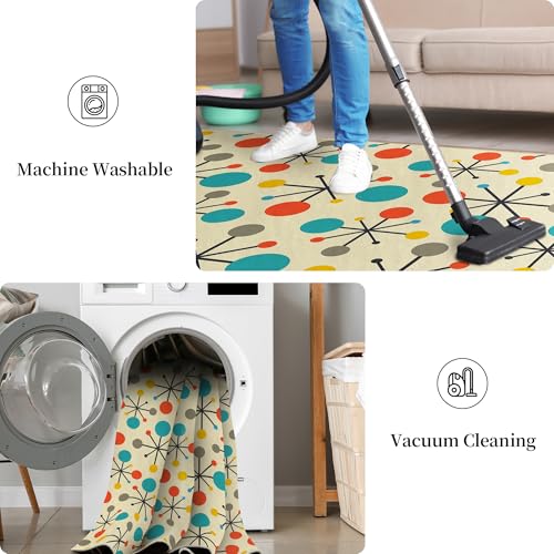 Tapete Retro para Sala y Dormitorio 3x5 ft Amarillo Antideslizante miniatura 6
