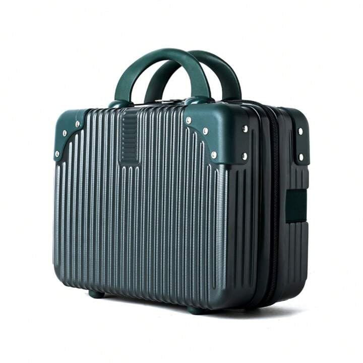 Image of SUNBEETMini Hard Shell Hard Travel Luggage Makeup Case Small Portable Carrying Case Suitcase Organizer Makeup Storage Box for Women (B-Dark Green)