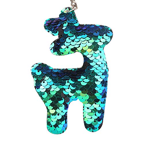 Preisvergleich Produktbild sudalv1971 Funkelnde Pailletten Schlüsselring Elchhirsch Anhänger Schlüsselbund Schlüsselringhalter Tasche Hängendes Dekor Geschenk Blau