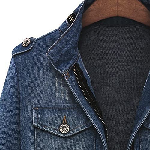 Coats For Women Winter Sale Clearance Denim Jacket Casual Long Sleeve Tunic Basic Button Down Zip Jean Jacket #TOP5