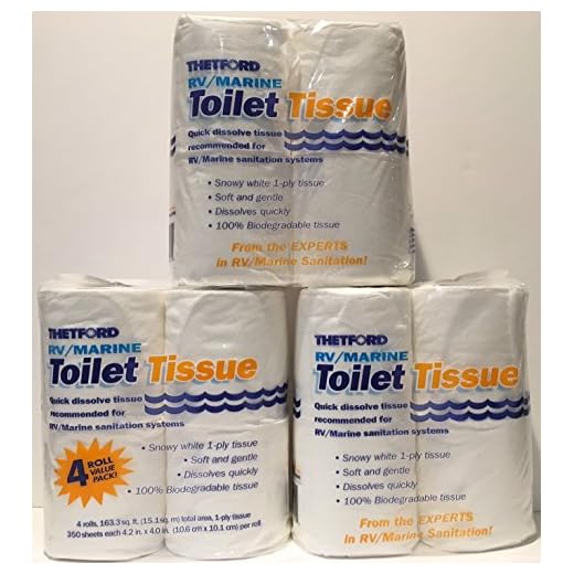 Thetford 20804 RV/Marine Toilet Tissue, Single Ply 3 - Pack (12 Rolls)