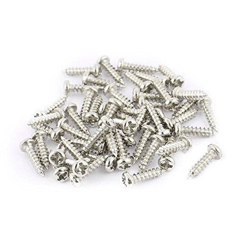 uxcell 50 Pcs M2 x 8mm Stainless Steel Phillips Round Head Self Tapping Screws Bolts