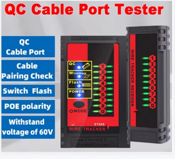 ET605 Tester per cavi di rete RJ45/RJ11 CablePort Test POELAN BreakCircuitAnalyze Cable TracingLine MaintenanceTool