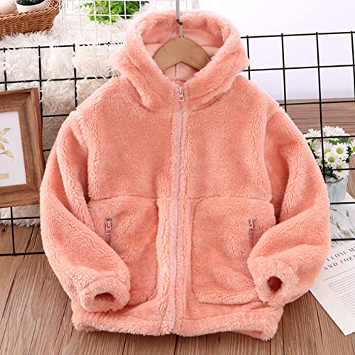 Toddler Kids Boys Girls Long Sleeve Winter Solid Colour Fleece Zippered Hoodie Children's Padded Jacket Fashion3