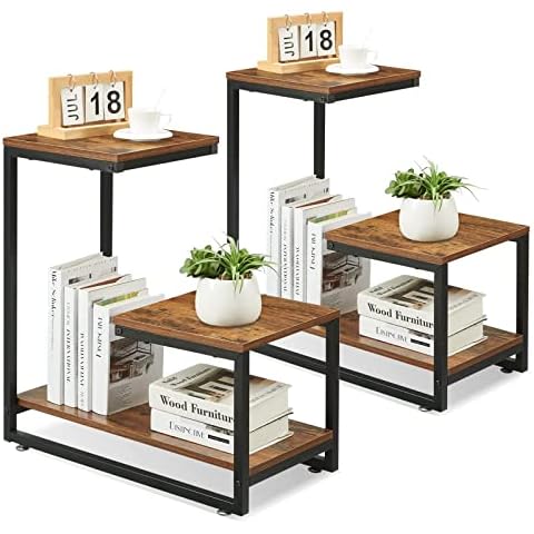 SICOTAS Conjunto de 2 - Mesa Auxiliar Mesita de Noche 2 Niveles Cover