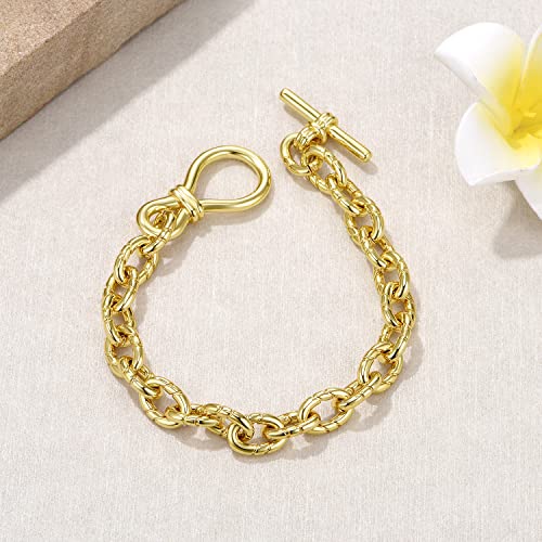 Image of FRUMOS Dainty Layering Bracelets for Women 18 k Gold Plated Fashion Adjustable Chunky Cuban Paperclip Link Chain Bracelets Jewelry for Women Gift