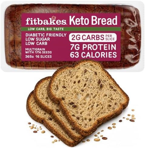 Fit bakes Keto Bread 2g Carbs 7g Protein, Diabetic, Multi Seeded, 16 Slices
