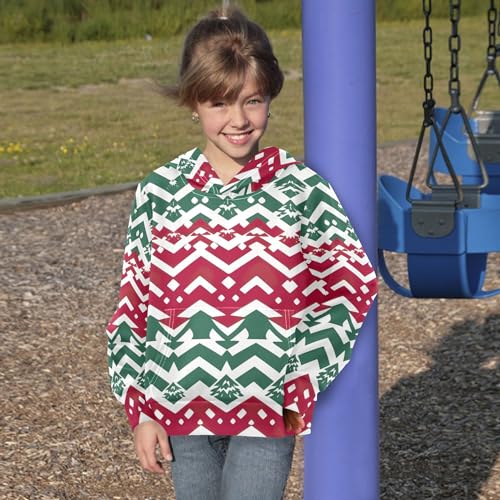Kids Hoodies Sweaters Christmas Xmas Trees Hooded Sweatshirts with Big Pockets for Boys Girls B04003054