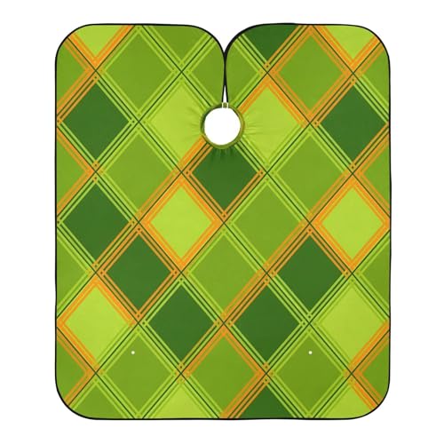 Capa profesional para cortar cabello verde a cuadros impermeable miniatura 2