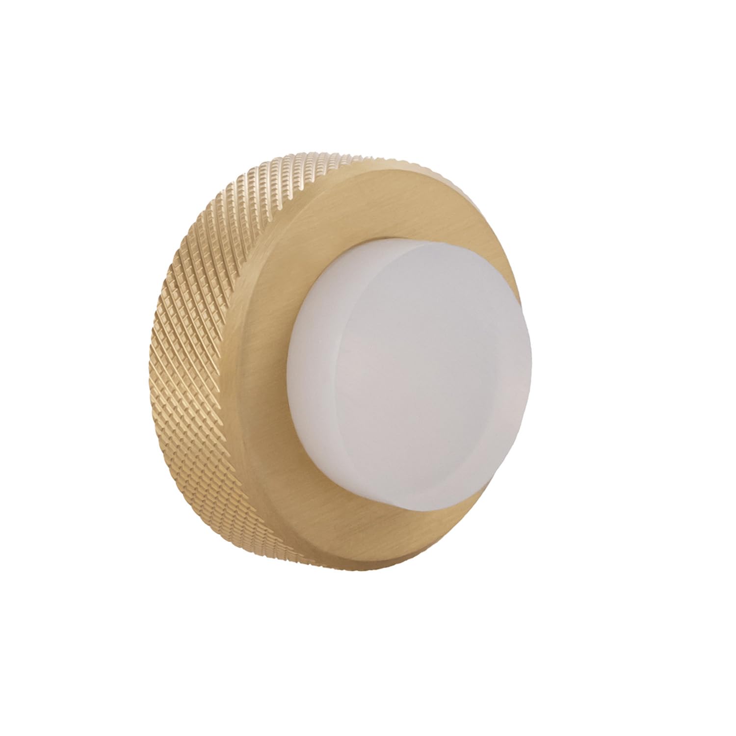 Butée de porte adhésive ou à visser en laiton massif brossé Ø35x18mm