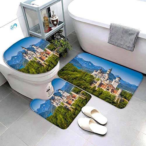 Badematten set 3D 40x60 Neuschwanstein absorbierend 3-teiliges Badezimmerteppich-Set maschinenwaschbare weich badteppich… – Bild 5
