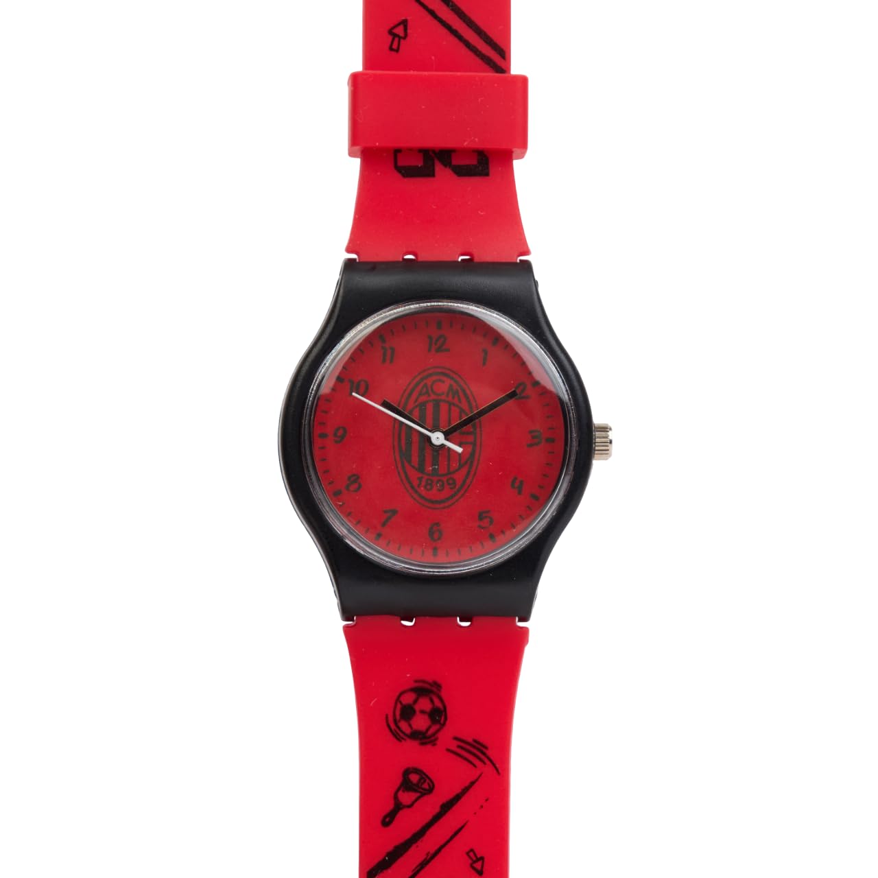 A.C. Milan Orologio per Piccoli Tifosi Rossoneri, con Cinturino in Gomma, Prodotto Ufficiale, Rosso