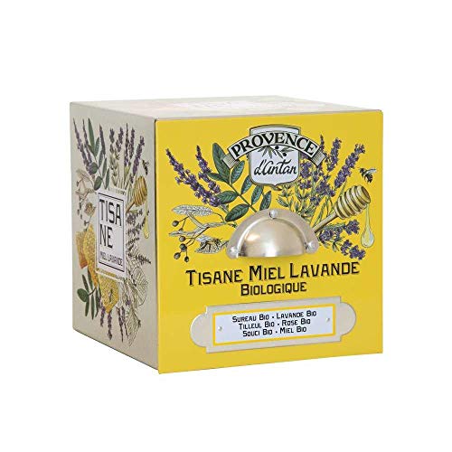 Tisane au miel de lavande d'antan bio avec tilleul et rose en 24 sachets pour vos moments de calme