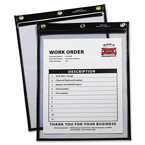 C-Line Heavy Duty Super Heavyweight Plus Stitched Shop Ticket Holder, Black, 9 x 12 Inches, Box of 15 Shop Ticket Holders (50912)