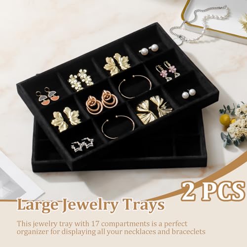 Image of Large Velvet Jewelry Tray Display Drawer Inserts 2 Pack