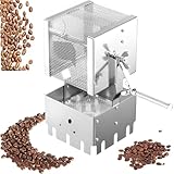 MAIMAILE Tostador de café, tostador de manivela, apertura de malla de 3,5 mm, volumen de granos horneados de menos de 0.45 libras, para maní, soja, semillas de girasol, frutas secas, uso doméstico
