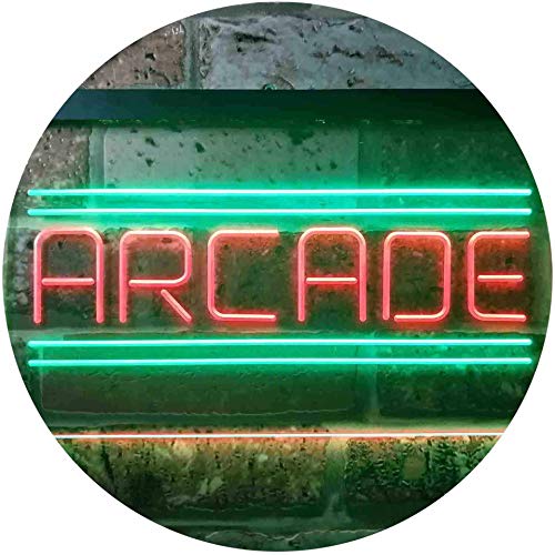 Arcade game zone room dual color led neon sign green & red 12…