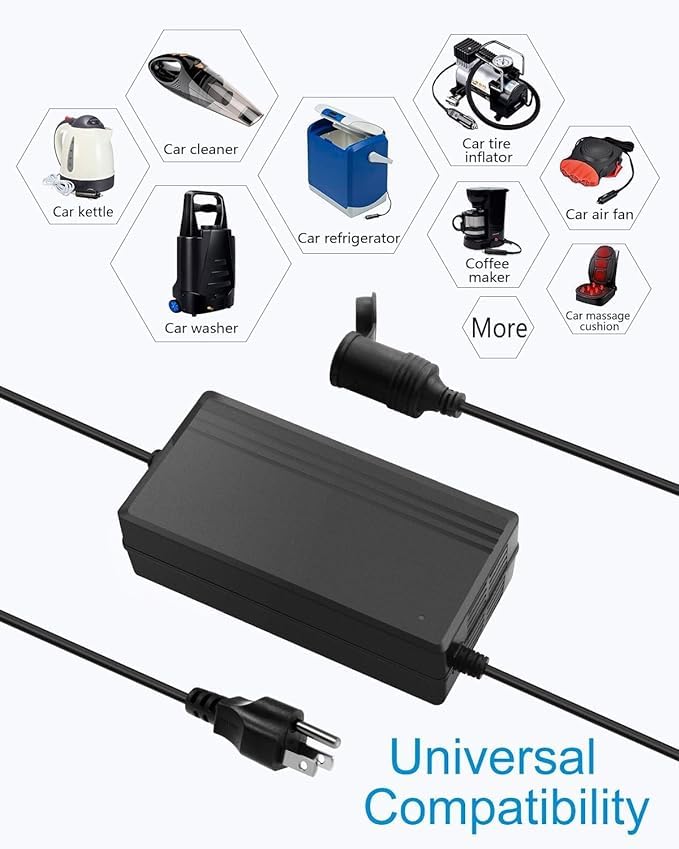 JANVITHA 12V 8.5A 100W AC to DC Converter 110-240V Power Adapter for Car Devices, Car Cigarette Lighter Socket, Compatible with Car Vacuum Cleaner, Refrigerator and Other Car Devices - Image 3 thumbnail