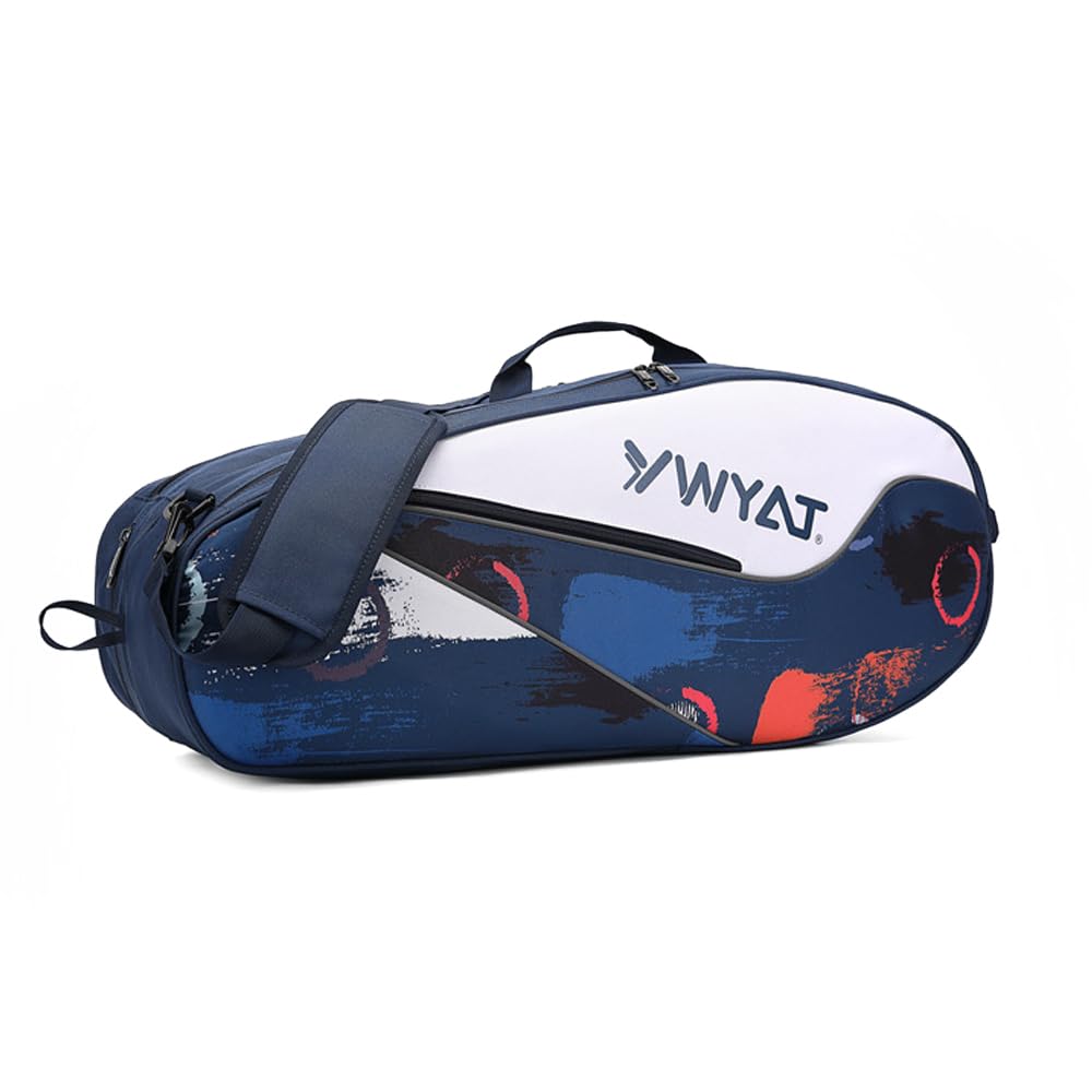 UNISTRENGH Badminton Racket Shoulder Bag Backpack Multifunction 3 Racquets Tennis Bag for Men and Women, 6 Racquets Bag with Shoe Compartment (Navy Blue)