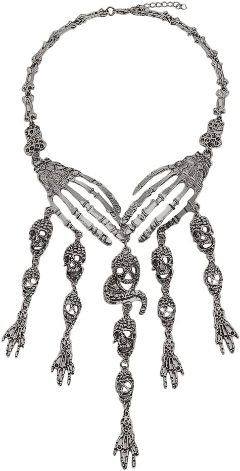 Collana Con Ciondolo Teschio Di Halloween, Gioiello Vintage A Tema Scheletro, Catena Regolabile 45+5 Cm, Per Uomo E Donna, Accessorio Cosplay Pirata