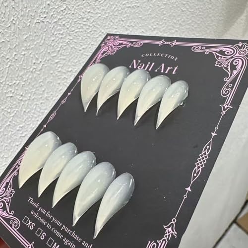 10 Pcs Handmade Halloween Press on Nails Short Curved Unique Stiletto Eagle Claw Acrylic Fake Nail with Dragon Claw Design Thick Goth Nails Press Ons Full Cover Reusable Nail for Women(Size S)